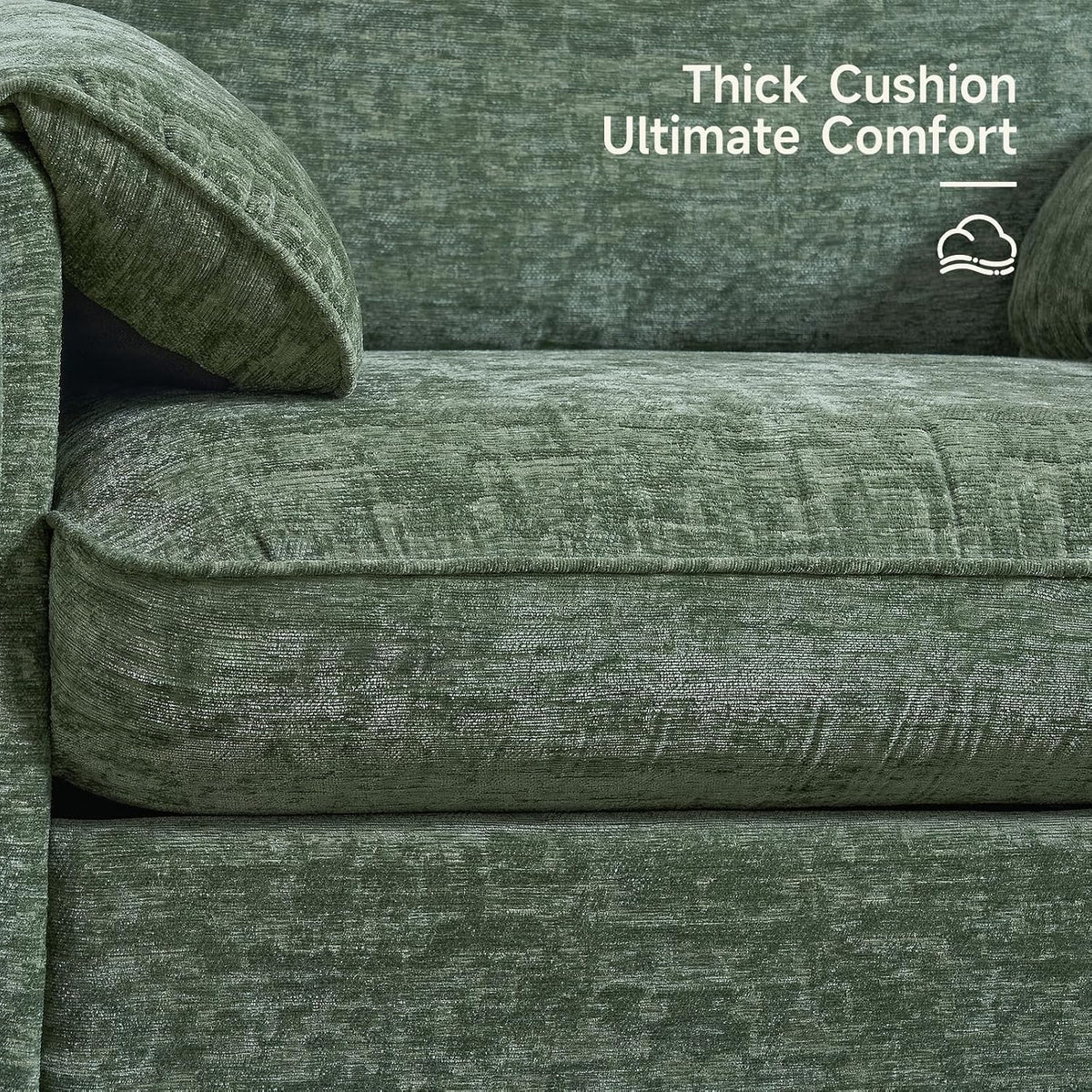 ONBRILL Oversized Accent Chair, 41 Inch Chenille Fabric Armchair, Green