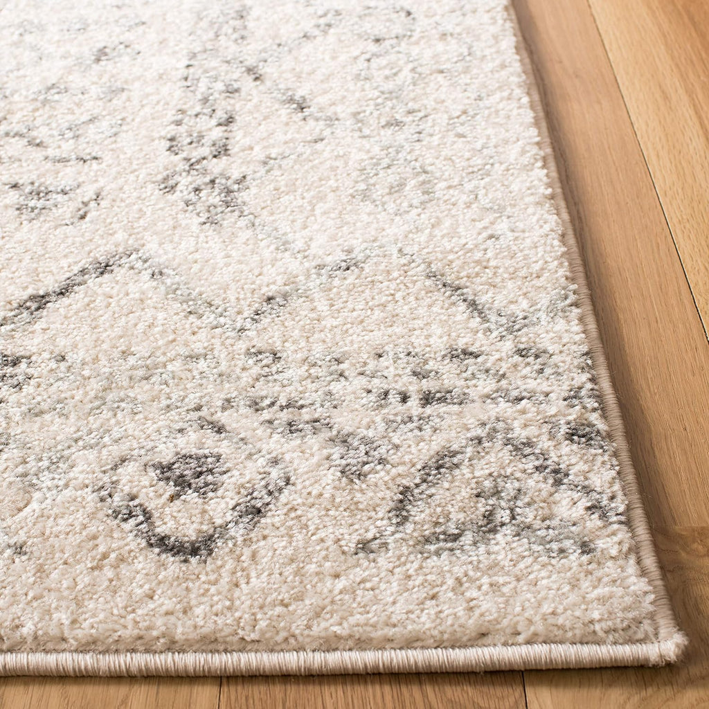 SAFAVIEH Tulum Collection Runner Rug - 2' x 15', Ivory & Grey, Moroccan Boho Distressed Design, Non-Shedding & Easy to Clean, Ideal for Living Room, Hallway, Foyer, Bedroom (TUL268A)