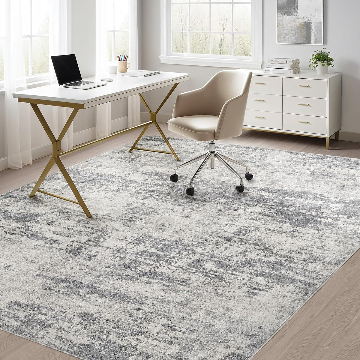 Washable 9x12 Area Rugs for Living Room: Abstract Modern Home Decor Rug