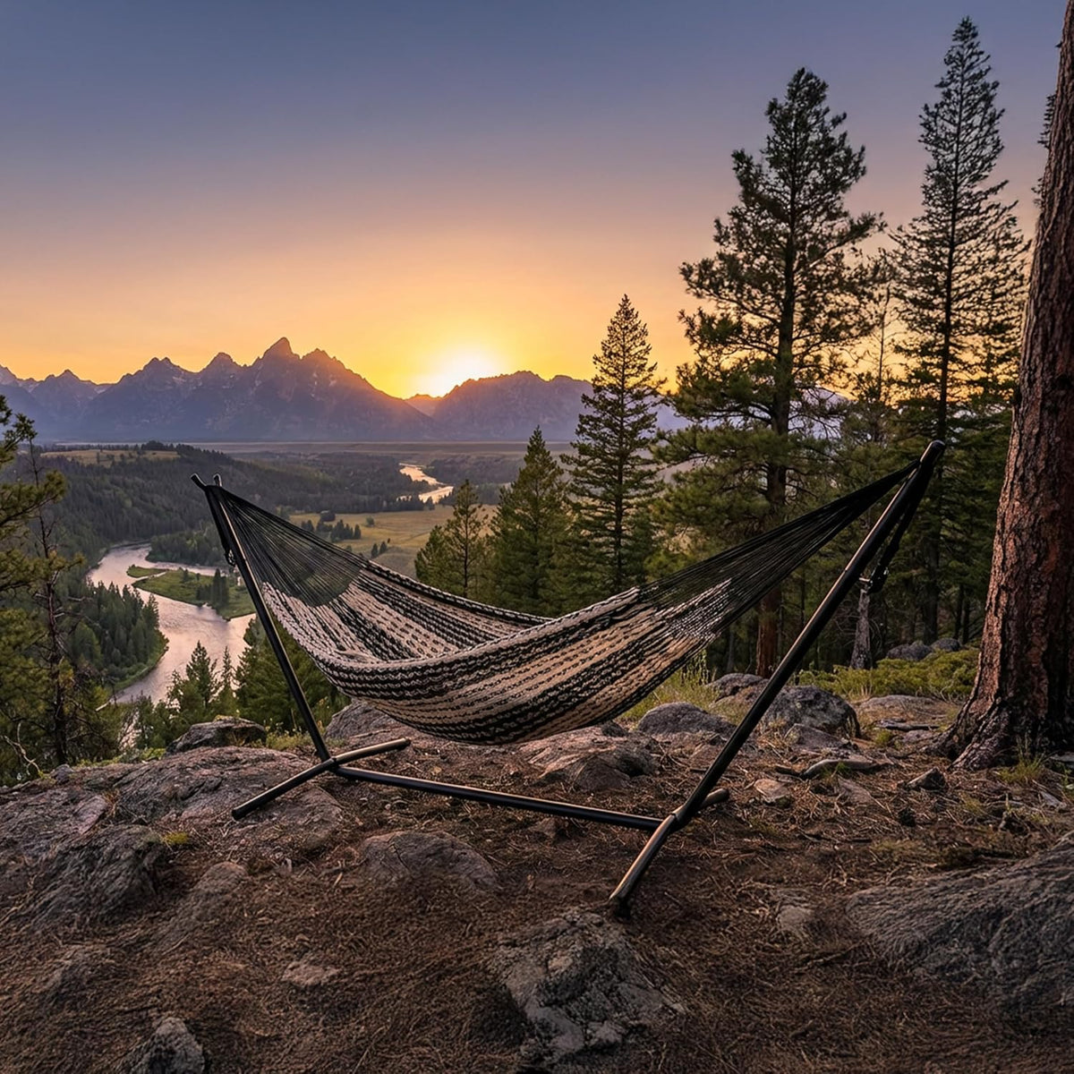 Sunnydaze Mayan XXL Double Heavy-Duty Hammock, Black/Natural