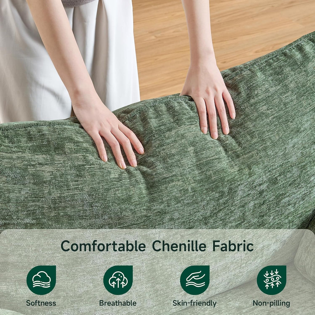 ONBRILL Oversized Accent Chair, 41 Inch Chenille Fabric Armchair, Green