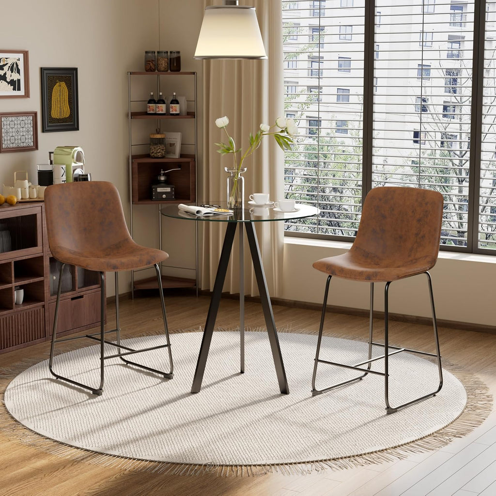 Round Bar Table, 37.4" High Pub Table, 31" Small Cocktail Table with Metal Base & Glass Top, for Small Spaces, Bistro Pub, Cafe(Black)