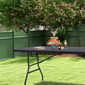 Folding Table 6ft, Heavy Duty Portable Utility Table with Handle, Black
