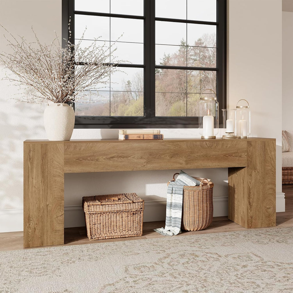 Extra Long Console Tables for Entryway 86-Inch, Natural Oak