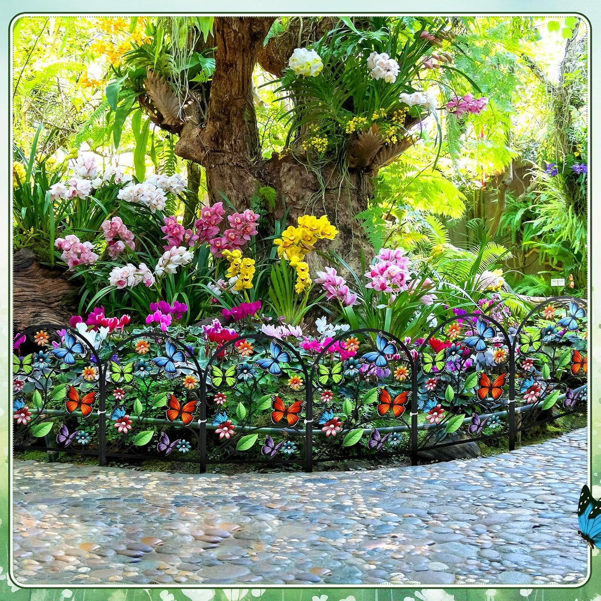 Yaocom 12 Pack Butterfly Garden Fence 16.5" H x 11.8" W Metal Stake