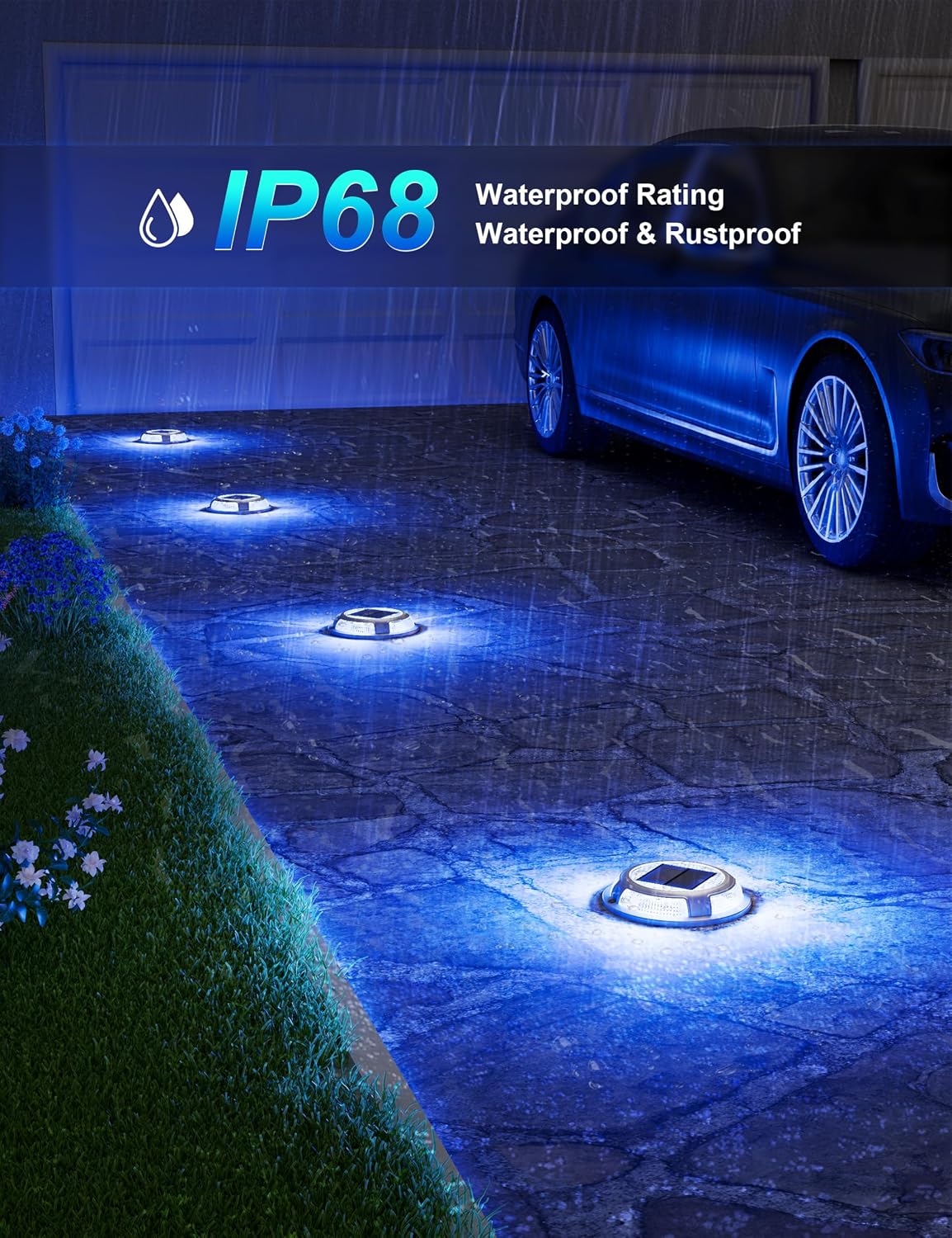 VOLISUN Solar Driveway & Deck Lights 12 Pack Dock Marine Ground LED Lights