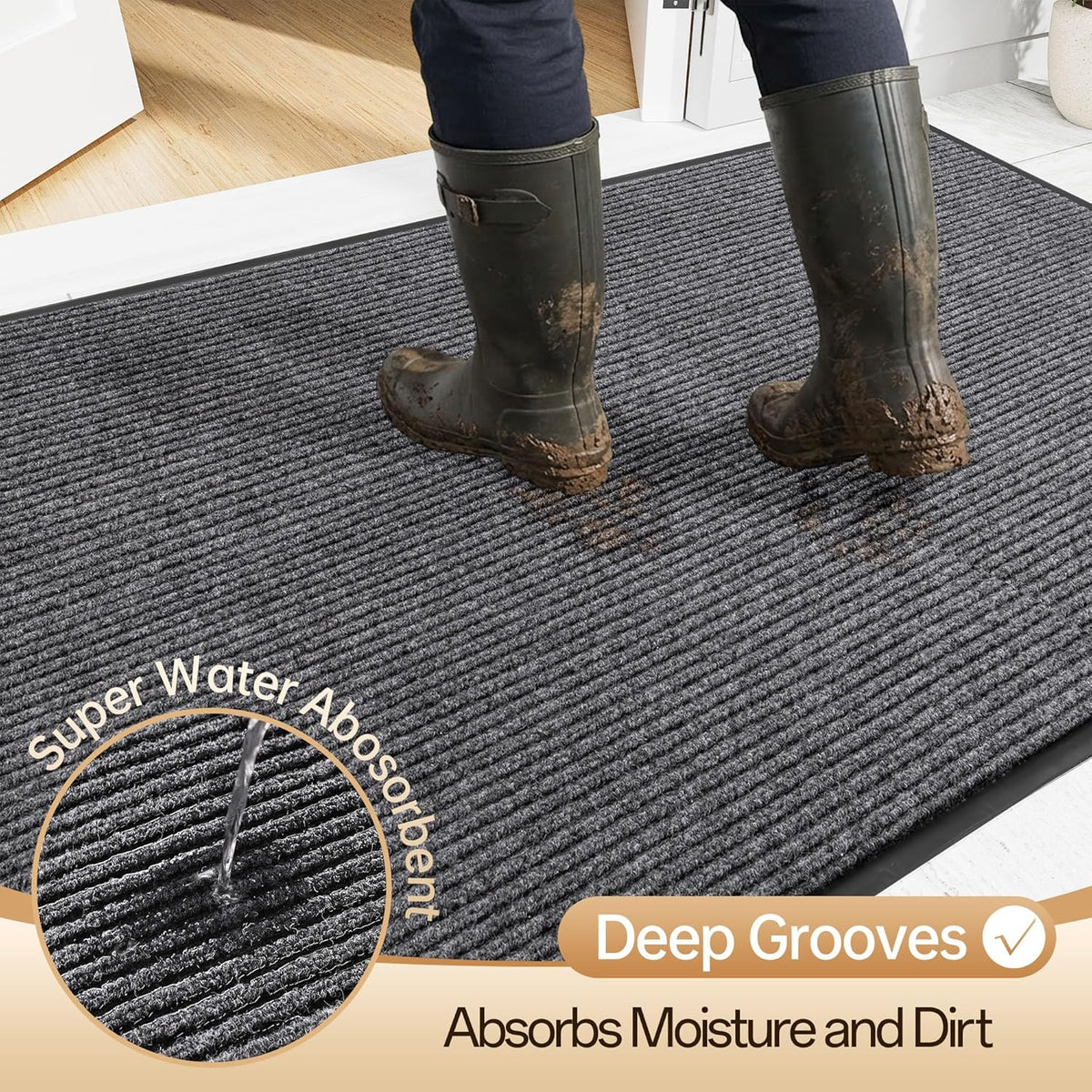 Amyracel Front Door Mat, Heavy Duty Waterproof Indoor Outdoor Doormat 3'x6'
