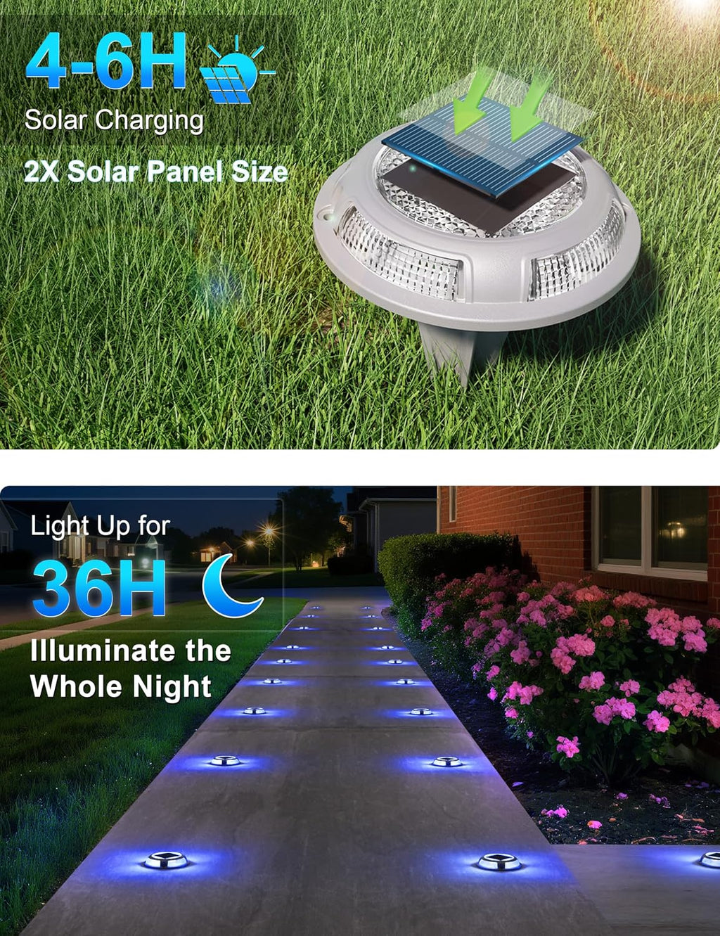 VOLISUN Solar Driveway & Deck Lights 12 Pack Dock Marine Ground LED Lights