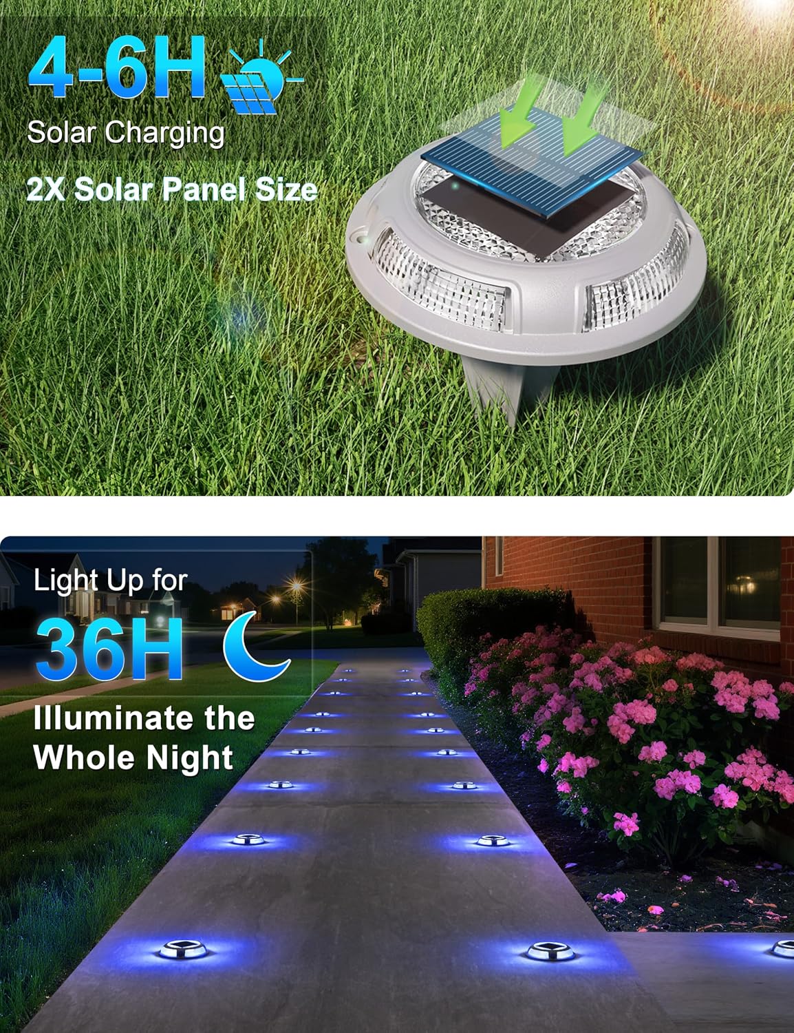 VOLISUN Solar Driveway & Deck Lights 12 Pack Dock Marine Ground LED Lights
