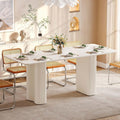 YITAHOME 70.8" Modern Dining Table for 6-8, Cream White Curved Legs
