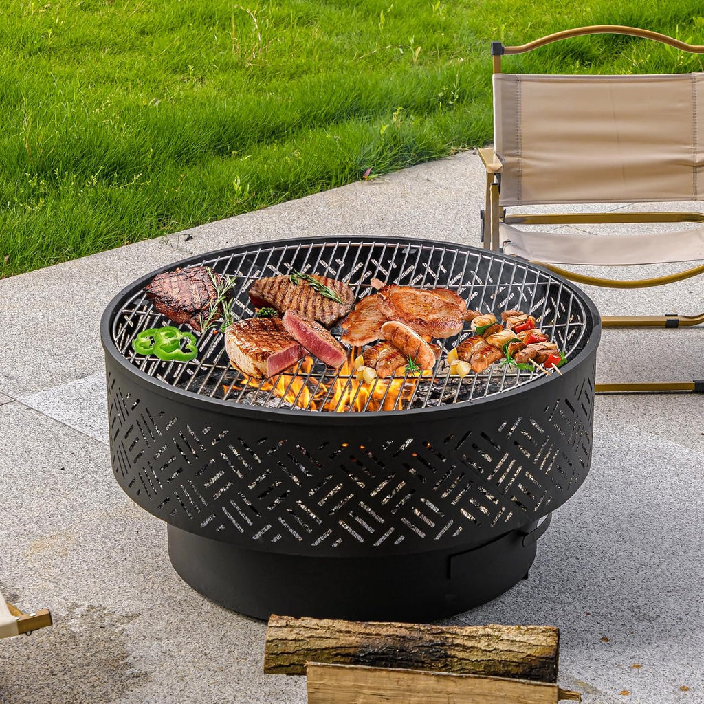 outvue 26 inch wood burning fire pits with, side view