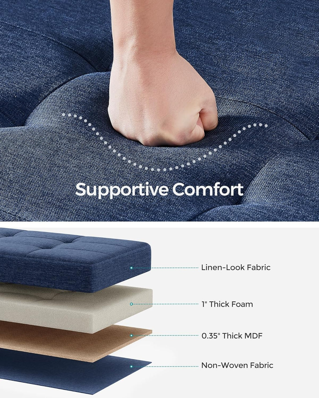 SONGMICS Storage Ottoman Bench, Foldable Foot Rest with Legs