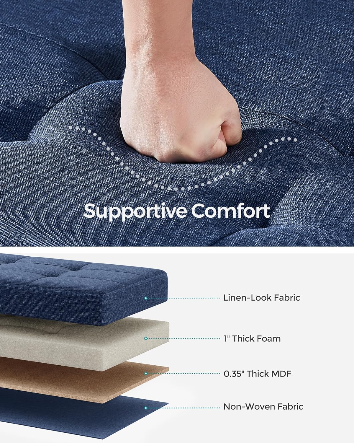 SONGMICS Storage Ottoman Bench, Foldable Foot Rest with Legs