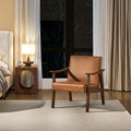 Yaheetech Accent Chair, Mid-Century Armchair with High Back Brown