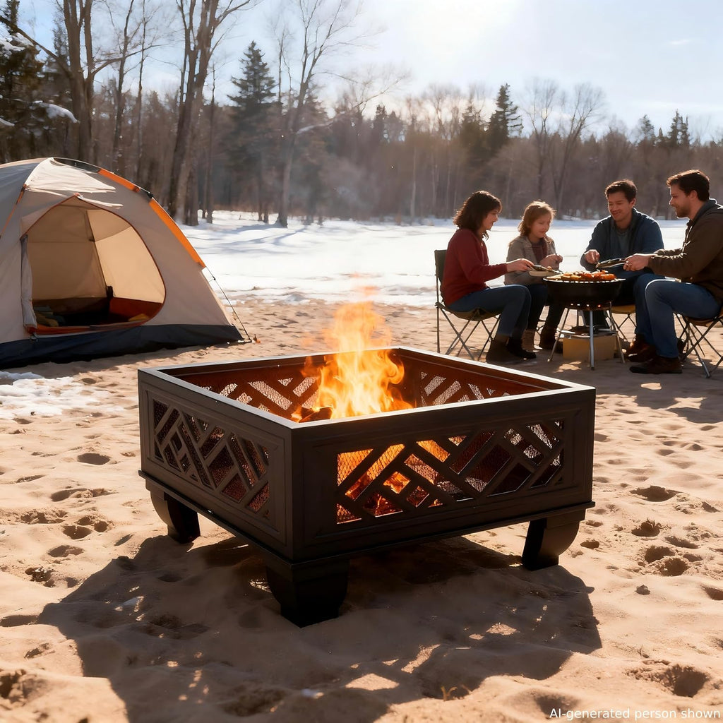 Breezz Wood-Burning Fire Pit with Grill, 26 in