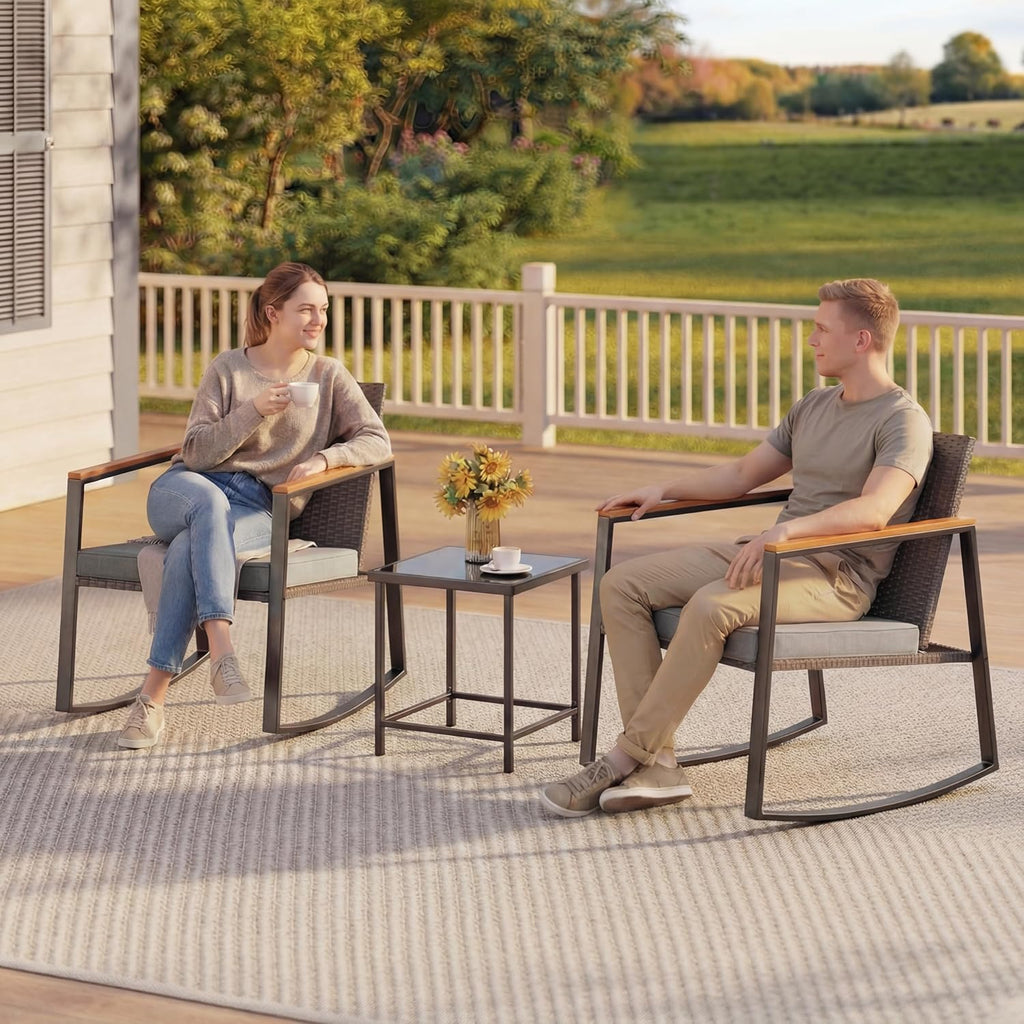 Gizoon 3 Pieces Rocking Patio Bistro Set