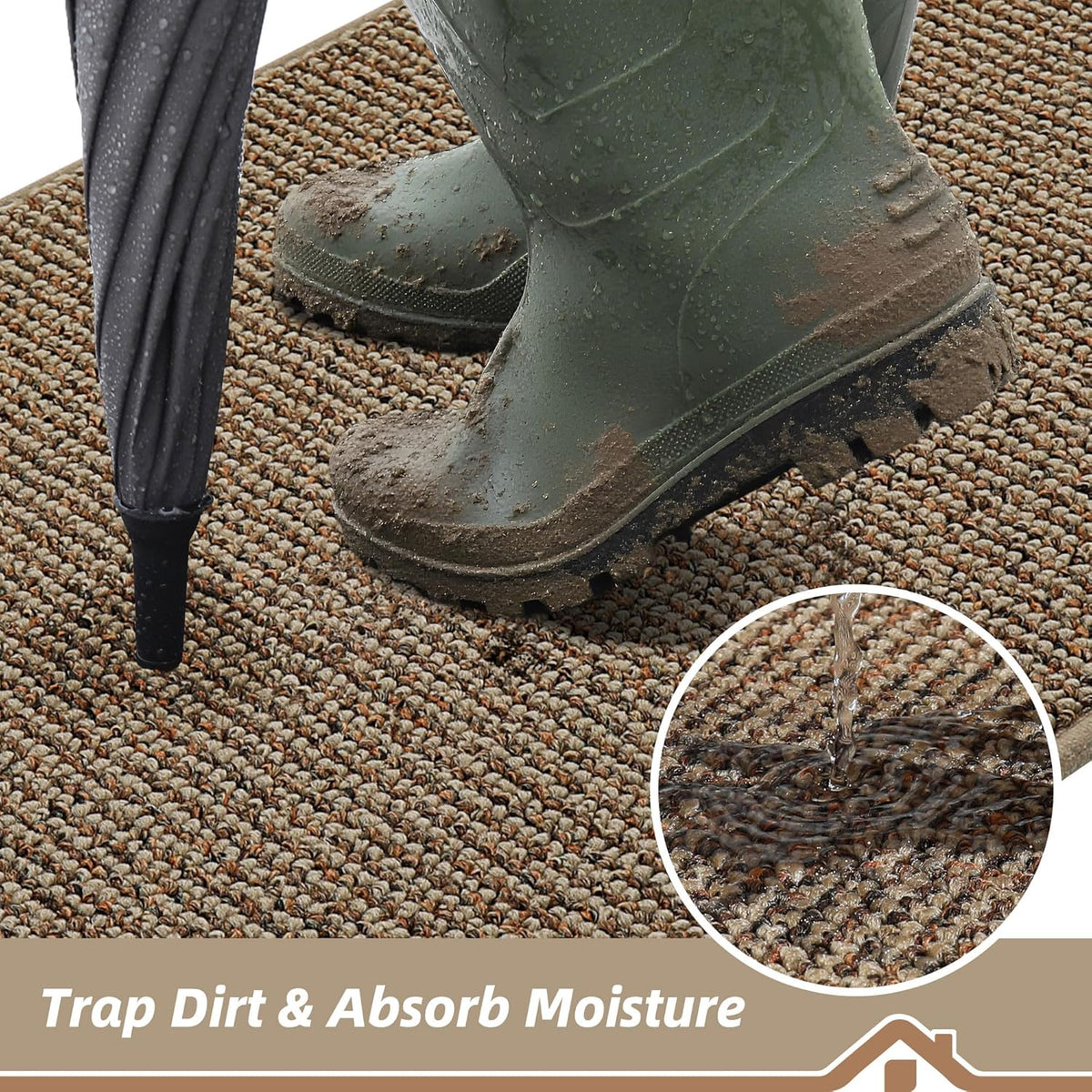 BEQHAUSE Dirt Trapper Door Mat 32" x 72", Non-Slip Washable Doormats, Beige