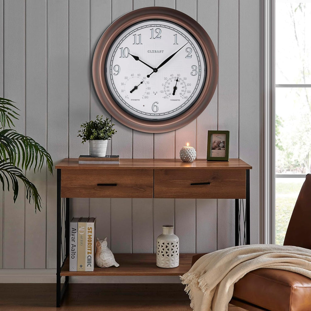 CLXEAST 18" Illuminated Outdoor Atomic Analog Clocks Waterproof,IP65 Rating