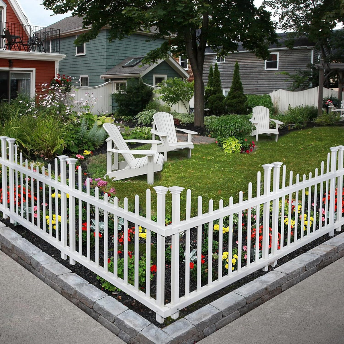Zippity Washington Picket Fence Panels, White Vinyl DIY No Dig Kit