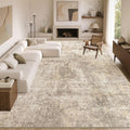 cotiled 10x12 Area Rug for Living Room: Washable Soft Abstract Rugs Beige