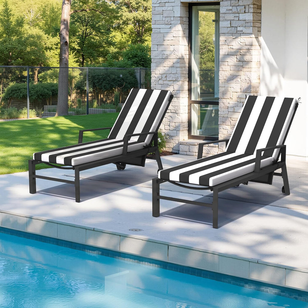 Crestlive Chaise Lounge Cushions Outdoor Set of 2, 72"x21", Water Resistant