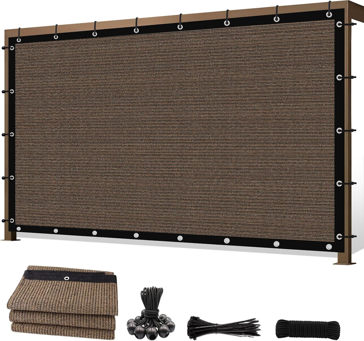 10' X 20' 90% Sun Shade Cloth Outdoor Patio Mocha Pergola Shades Cover Privacy Screen UV Block Porch Screens Canopy for Patio Outside Outdoor