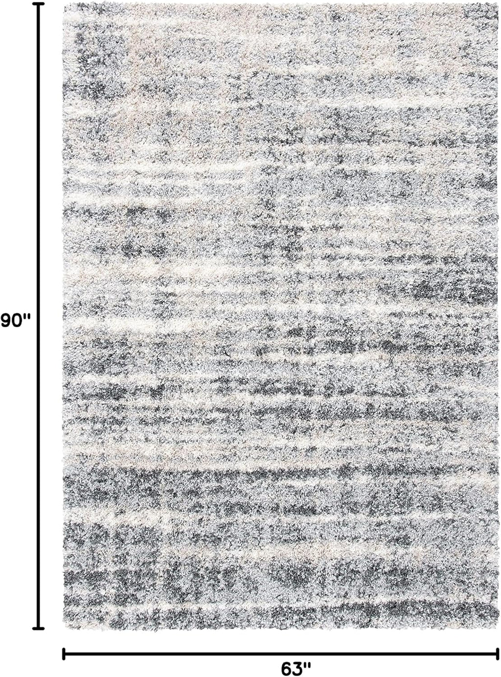 SAFAVIEH Fontana Shag Collection Area Rug - 5'3" x 7'6", Grey & Ivory, Modern Design, Non-Shedding & Easy Care, 2-inch Thick Ideal for High Traffic Areas in Living Room, Bedroom (FNT856G)
