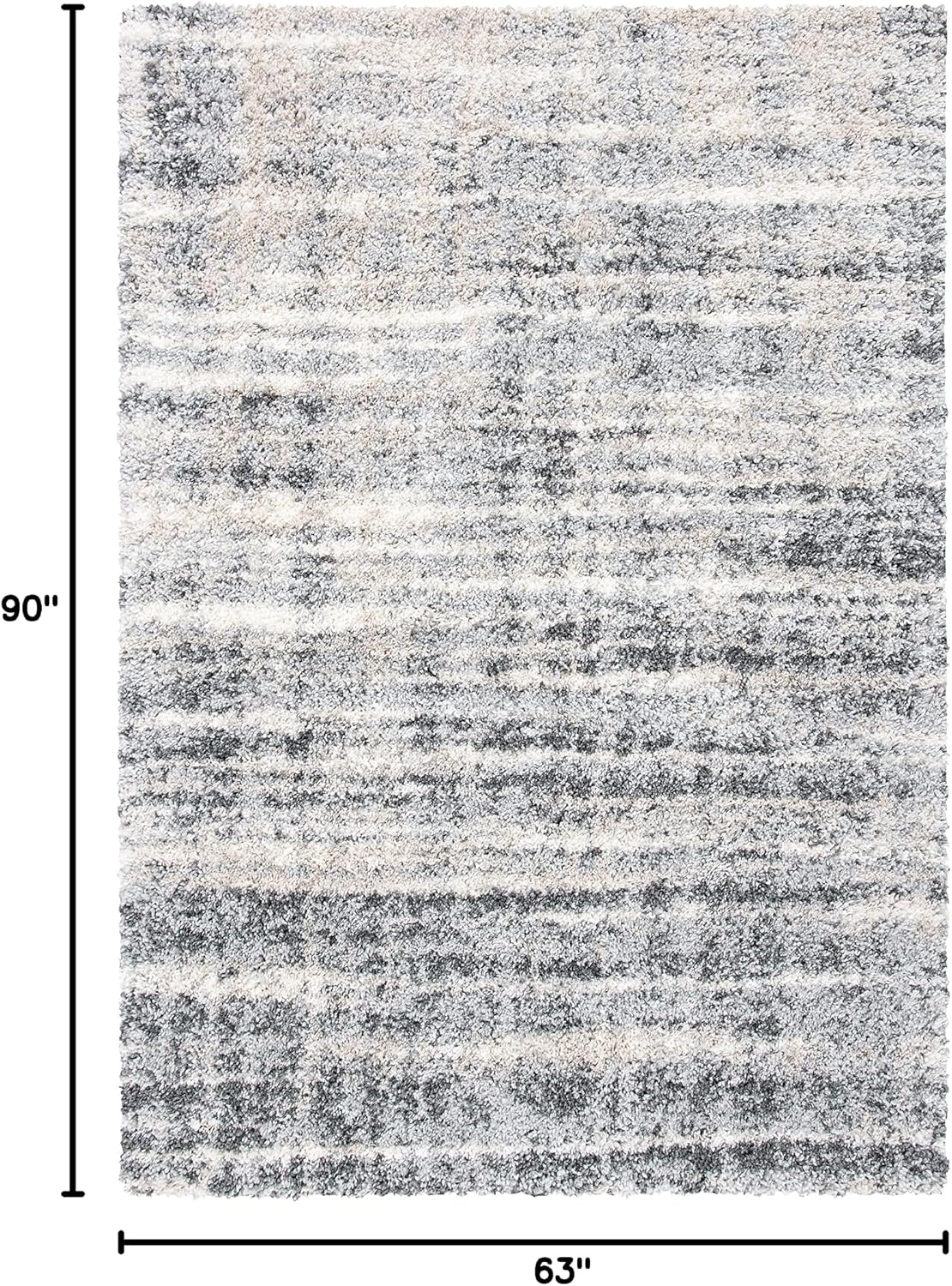 SAFAVIEH Fontana Shag Collection Area Rug - 5'3" x 7'6", Grey & Ivory, Modern Design, Non-Shedding & Easy Care, 2-inch Thick Ideal for High Traffic Areas in Living Room, Bedroom (FNT856G)