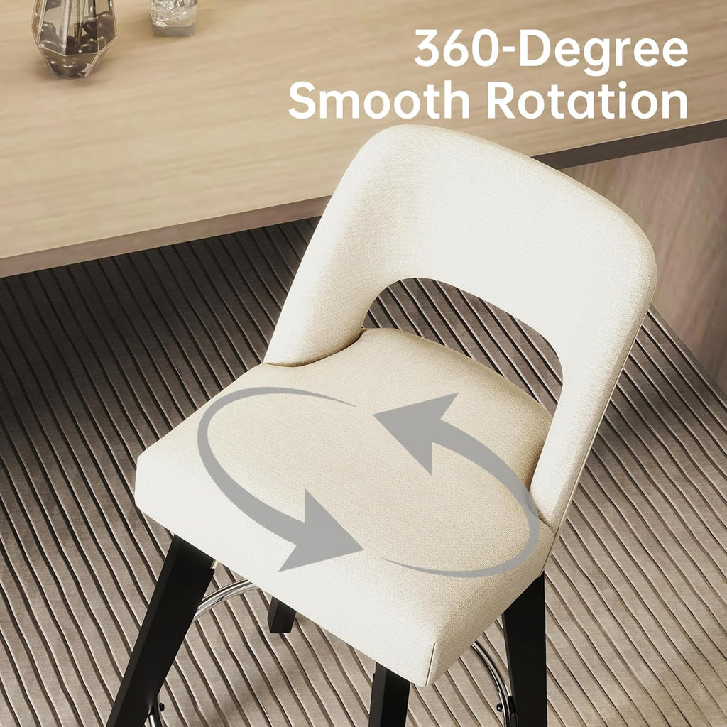 VKNOW 26" Wooden Swivel Counter Height Bar Stools Set of 2 with Open Back