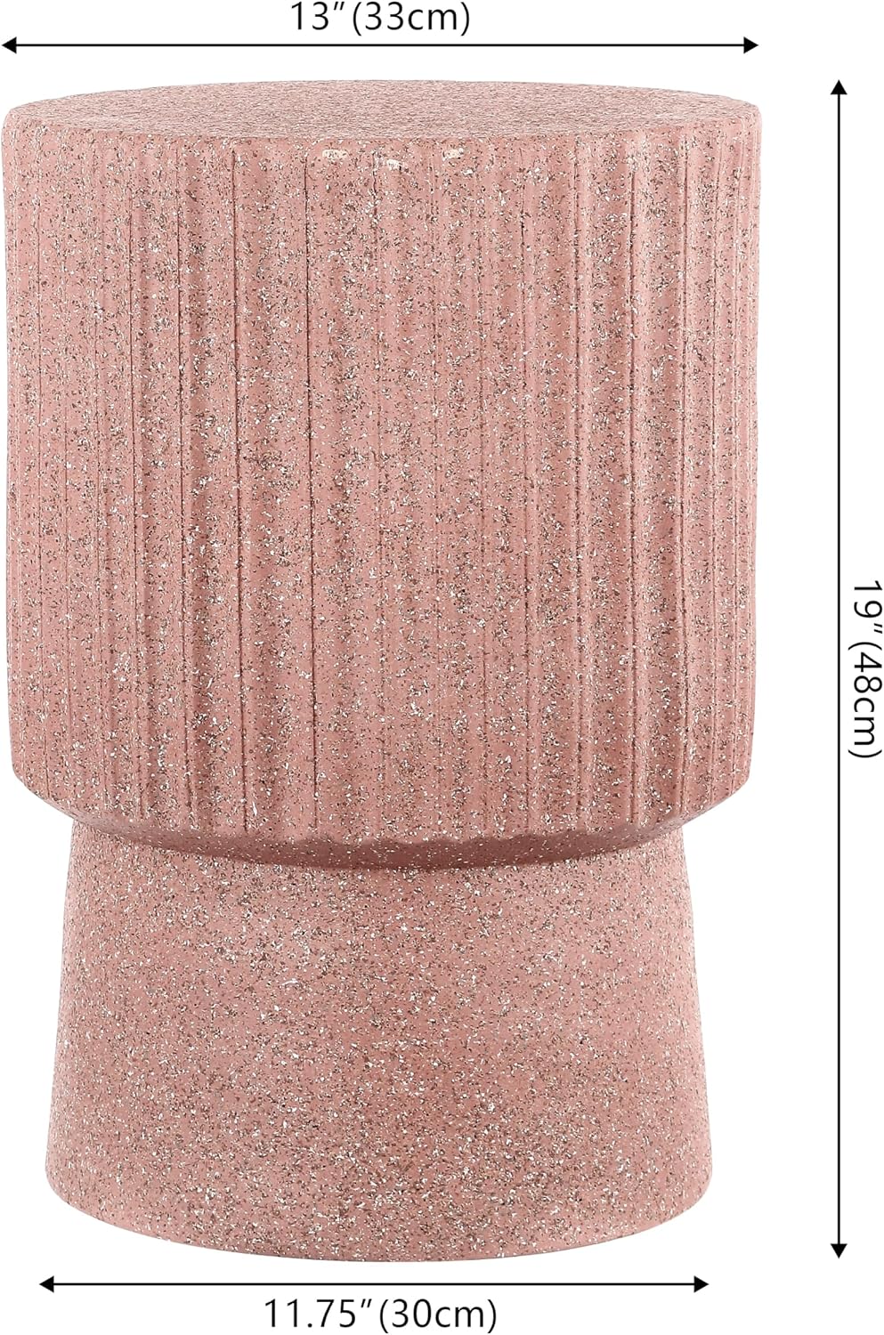 JONATHAN Y Louisa Outdoor Accent Table 19" Fluted Polyresin, Pink Terrazzo