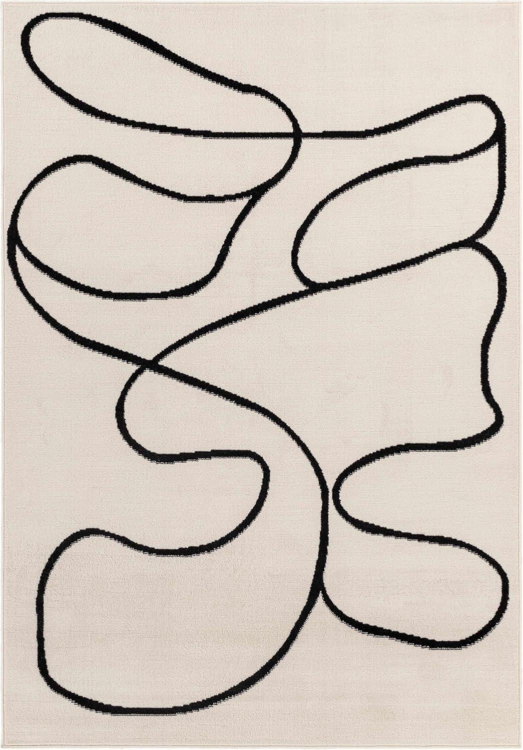 Hauteloom Eilir Modern Abstract Runner Rug - Contemporary Geometric Carpet for Hallway, Kitchen - Beige, Black, Cream - 2'7" x 7'3"