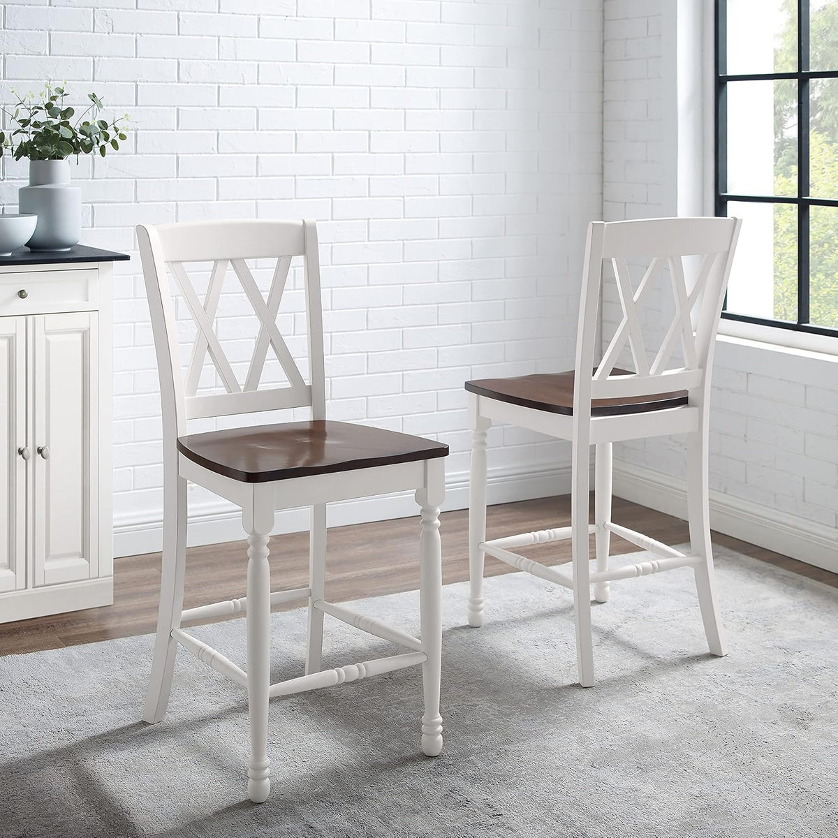Crosley Furniture Shelby X-Back Counter Stools, Set of 2
