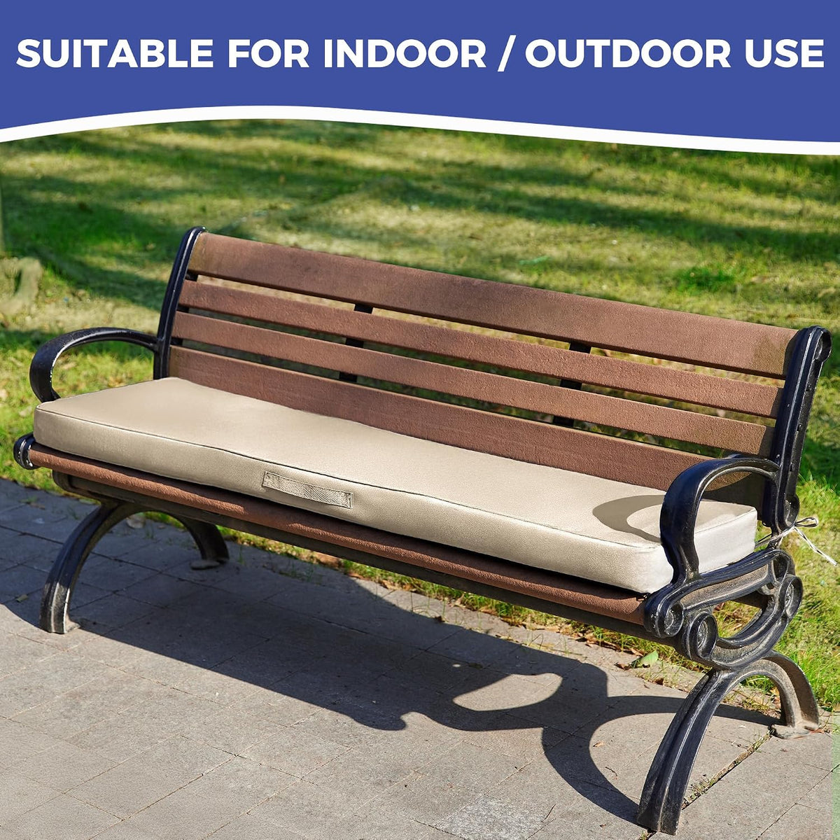 IPYNBAP Outdoor Bench Cushion Waterproof, 48x18x3 Inch, Beige