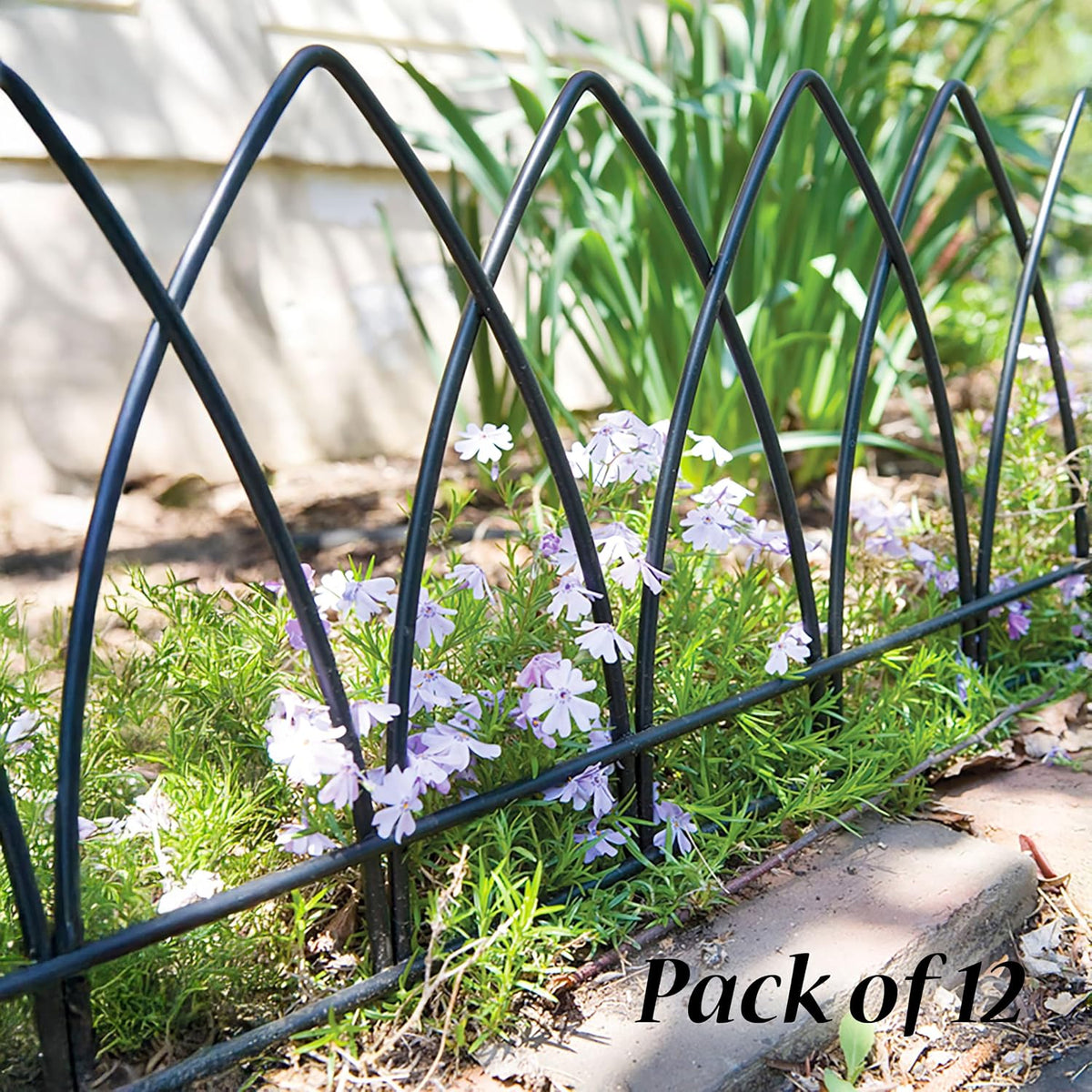 Panacea 89523 Gothic Arch Border Fence, Black, 15" H, Pack of 12