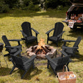 AreShark HDPE Folding Adirondack Chair with Cup Holder, Set of 2, Black