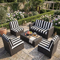Newwiee 12 Pc Patio Stretch Cushion Covers,Black White,Stripes