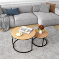 HOJINLINERO Round Nesting Coffee Table Set of 2,Cocktail Table,Large,Oak