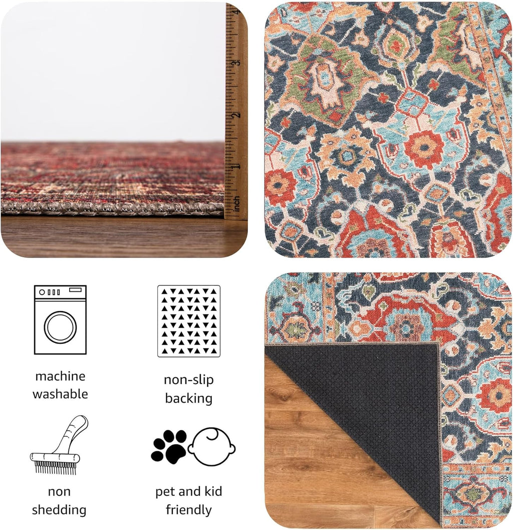 Keen Home Design Vintage Washable Area Rug, Non-Slip Low Pile, 4x6
