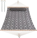 ANOW Double Quilted Hammock with Spreader Bars and Large Pillow, Gray Cube