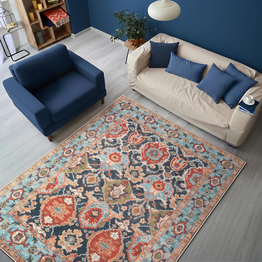 Keen Home Design Vintage Washable Area Rug, Non-Slip Low Pile, 4x6
