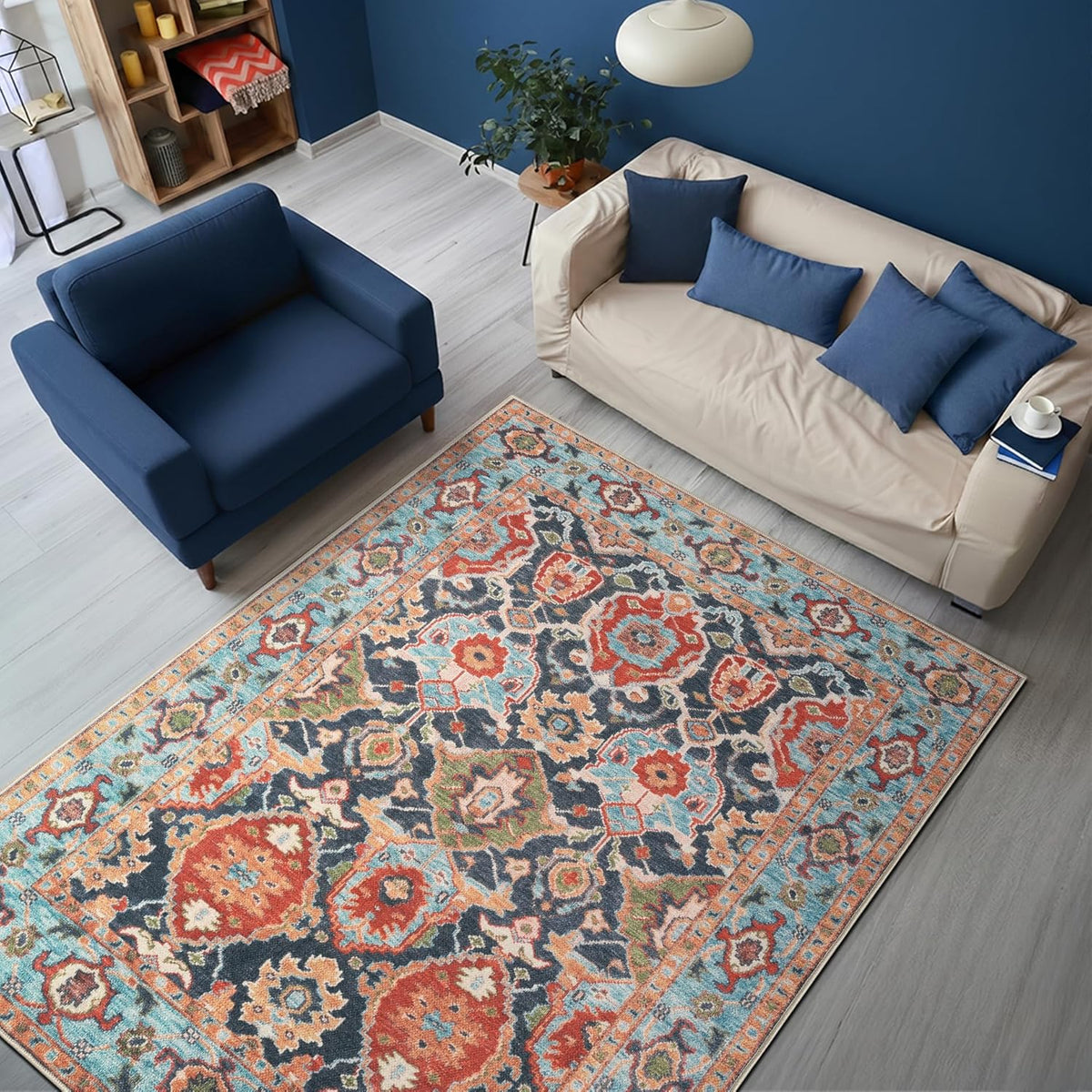 Keen Home Design Vintage Washable Area Rug, Non-Slip Low Pile, 4x6
