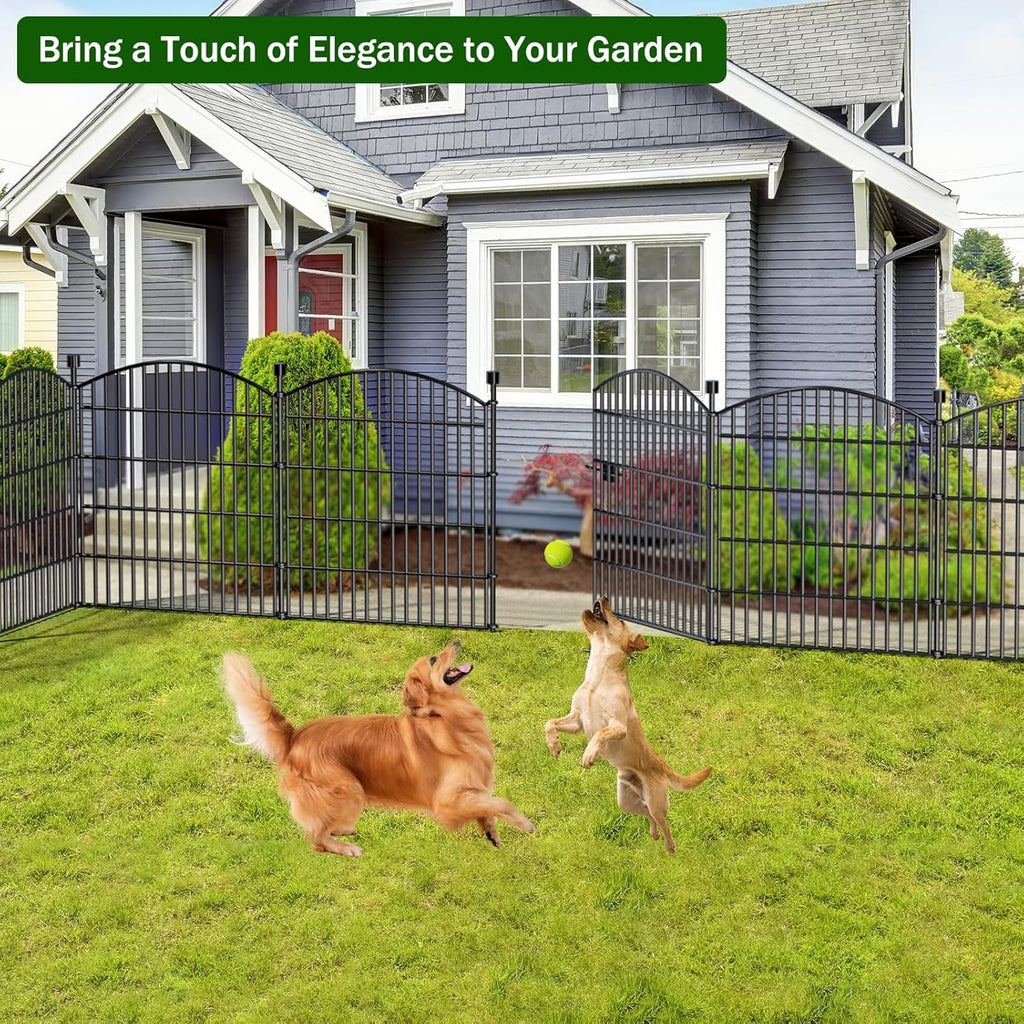 10 Panel No Dig Decorative Garden Fence with Gate 32"H x 23.6'L Dog Barrier
