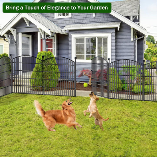 10 Panel No Dig Decorative Garden Fence with Gate 32"H x 23.6'L Dog Barrier