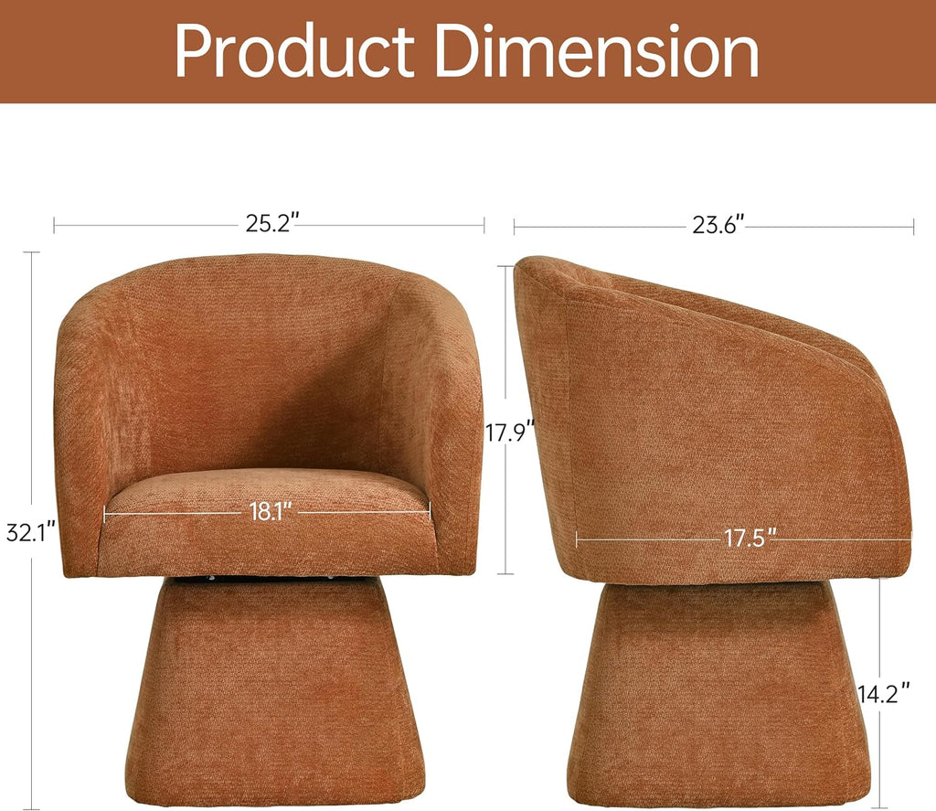 VKNOW Upholstered Swivel Dining Chairs Set of 2 with Barrel Back and Arm