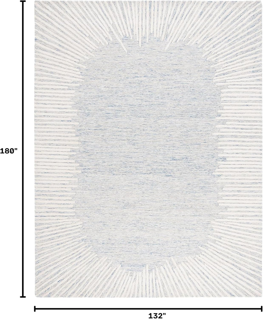 SAFAVIEH Abstract Wool Area Rug 11'x15', Modern Blue & Ivory ABT478M