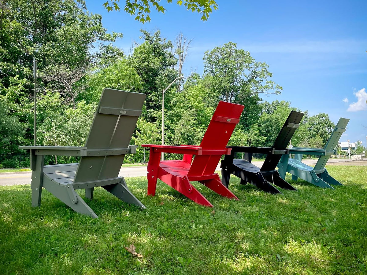 Folding Adirondack Resin Chairs Patio Chairs Lawn Chair Outdoor Adirondack Chair Weather Resistant for Patio Deck Garden, Backyard Deck, Fire Pit - Red