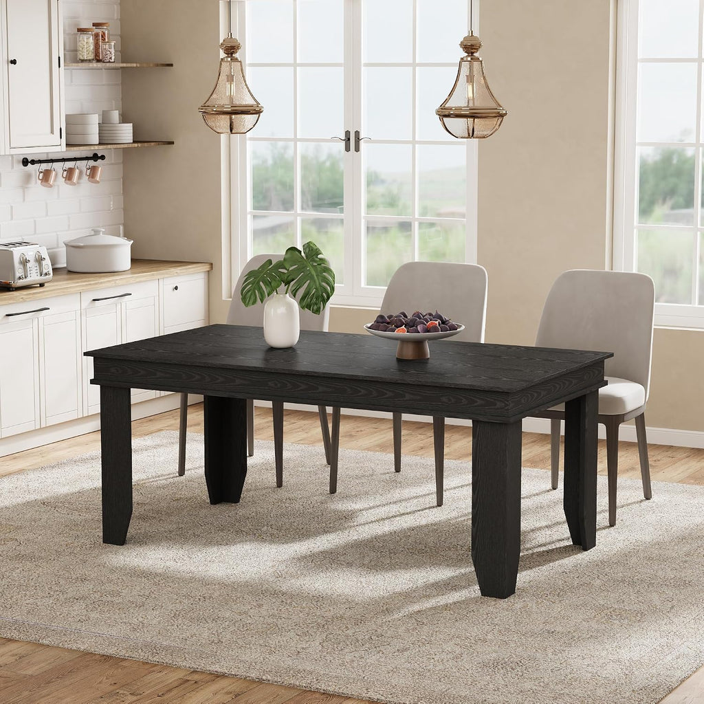 GarveeHome Farmhouse Dining Table for 4-6 People, 63“ Long Kitchen Tables