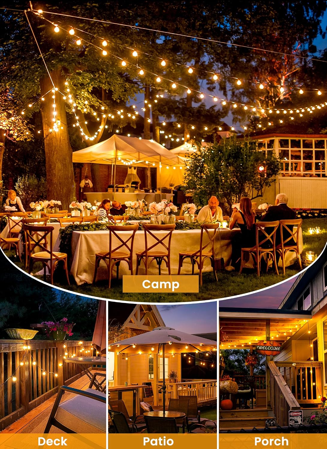 Brightown 108FT 52LED Solar String Lights Outdoor with Remote & USB Port