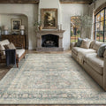 8x10 Area Rug Blue Vintage Distressed Carpet