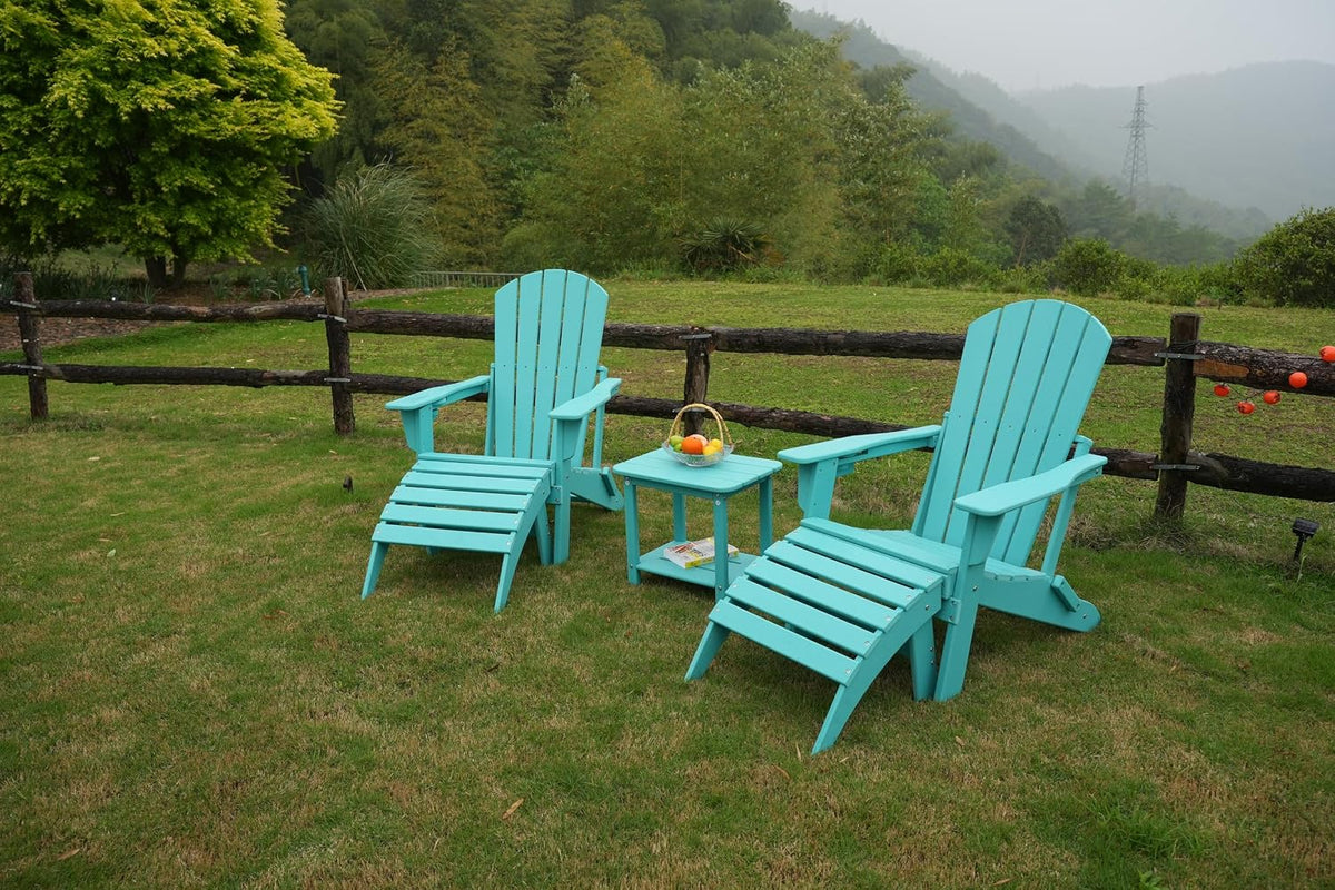 nevilywood HDPE Folding Ottoman, Adirondack Chair Footrest, Aruba Blue